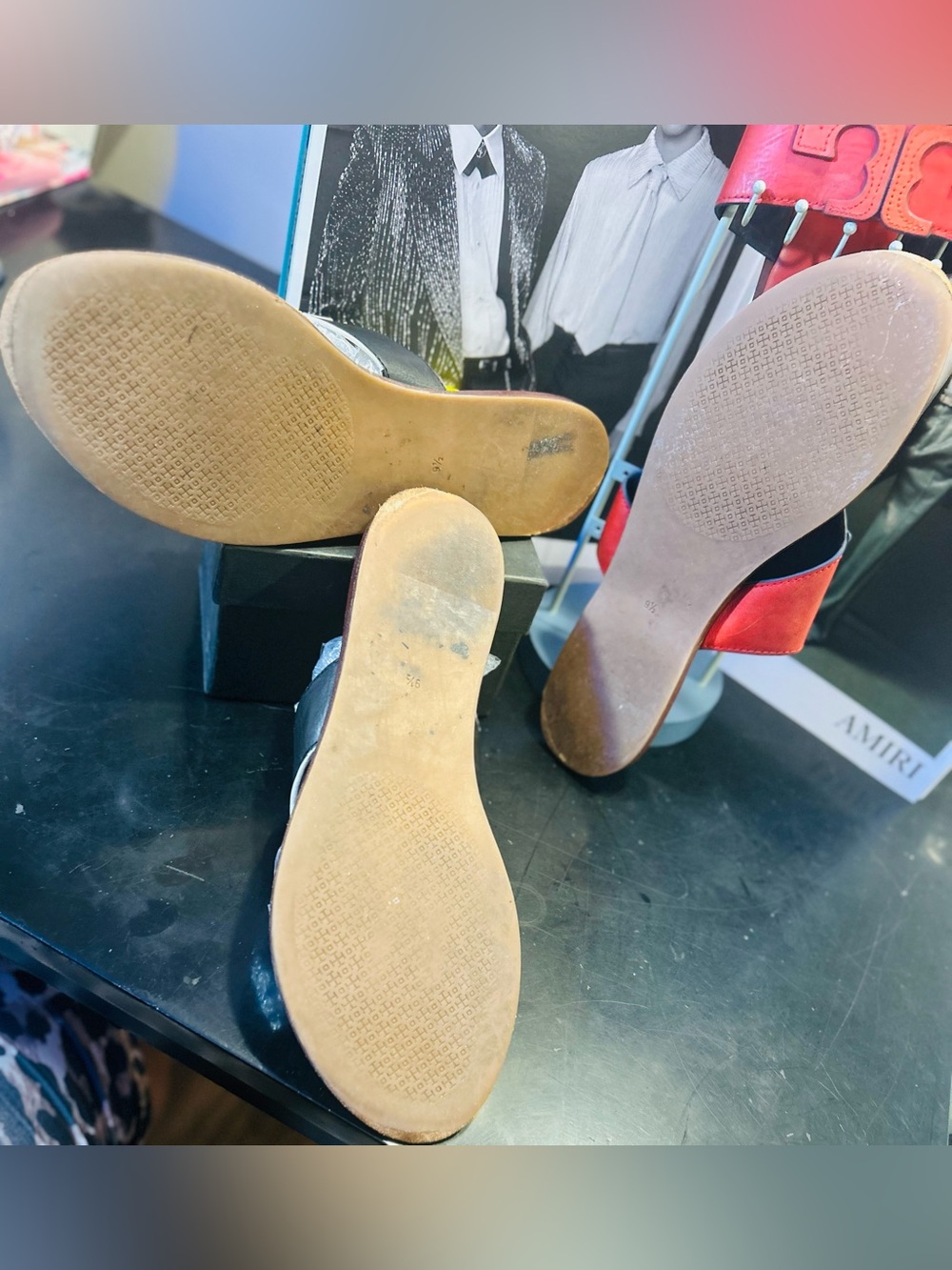 SALE•Tory Burch Red/Black Logo Slide Sandal Duo Bundle(Red/Orange Free w Flaw) - Picture 7 of 16